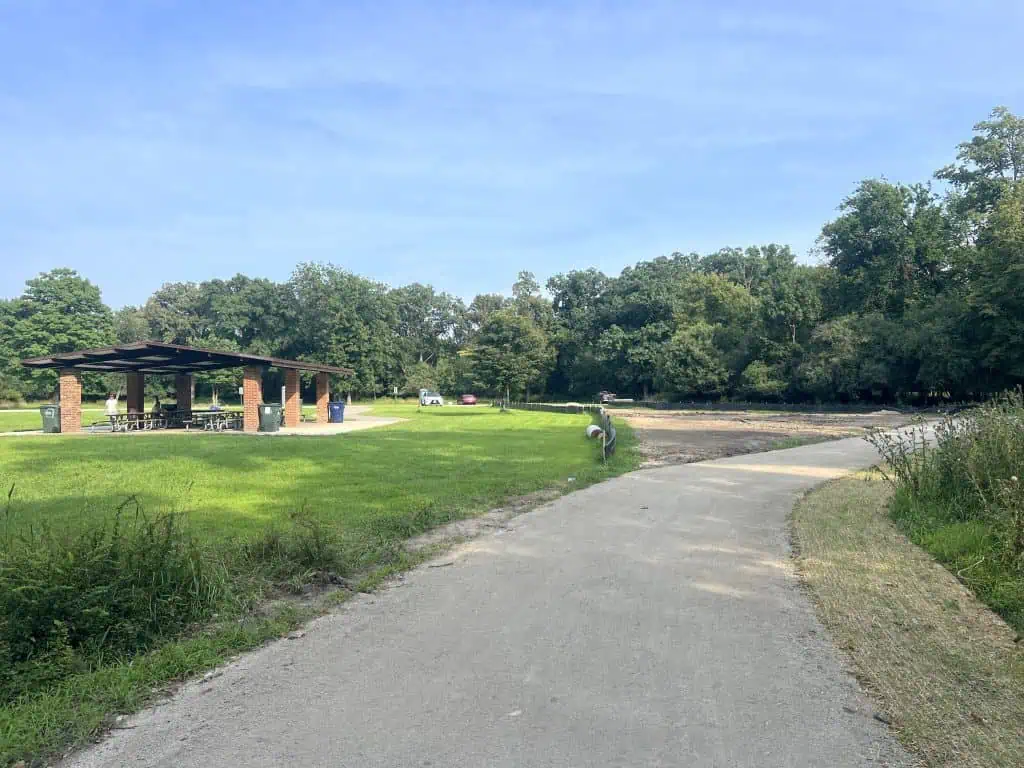 The remade Des Plaines River Trail goes out east to the Schiller Woods Picnic Grove #2 just north of Irving Park Road.